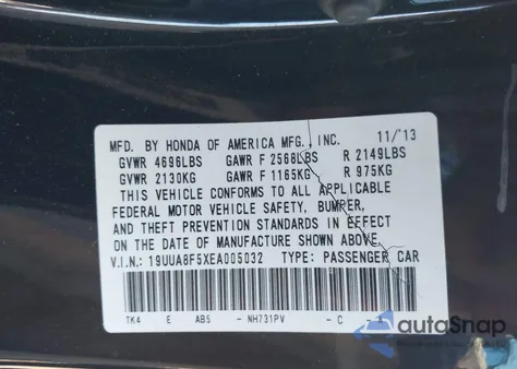 2014 Acura Tl 3.5 z USA, uszkodzony, nr VIN 19UUA8F5XEA005032